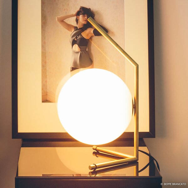 Lampa Stołowa FLOS, IC T1, ściemnialny, złoty | mosiężny, salon, metal, design