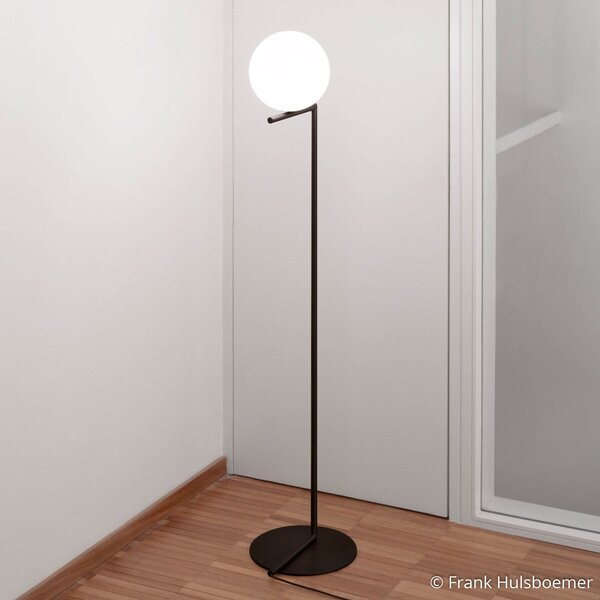 Lampa Podłogowa FLOS, IC F1, ściemnialny, czarny, salon, metal, design