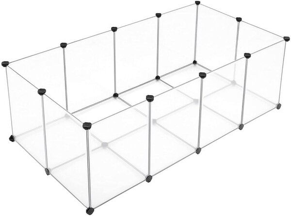 Ogrodzenie dla małych zwierząt z przezroczystego plastiku BEN, 143x71x47cm, przezroczysta SongmicsHome
