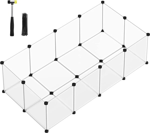 Ogrodzenie dla małych zwierząt z przezroczystego plastiku BEN, 143x71x47cm, przezroczysta SongmicsHome