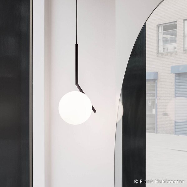 Lampa Wisząca FLOS, IC S2, ściemnialny, czarny, salon, szkło, design