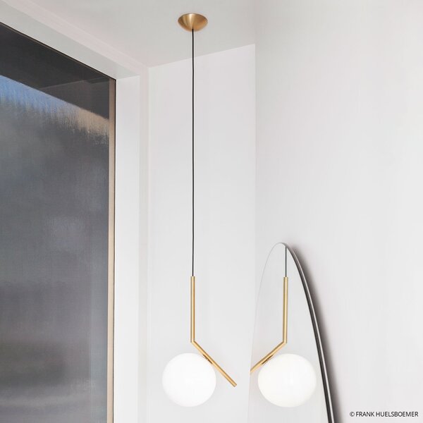 Lampa Wisząca FLOS, IC S2, ściemnialny, złoty | mosiężny, salon, metal, design