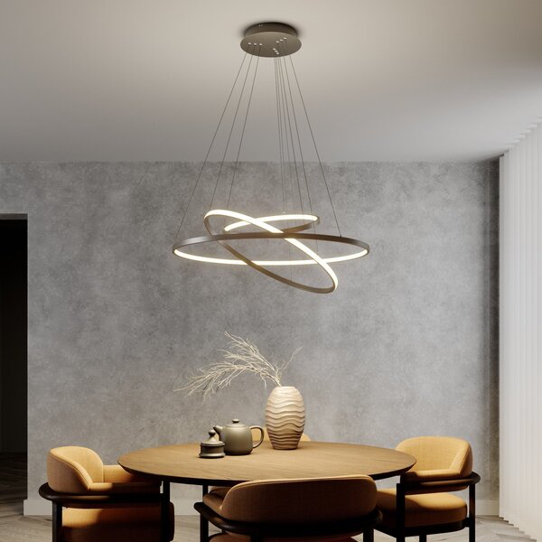 Lampa Wisząca Lucande, Ezana, ściemnialny, szary, salon, metal, nowoczesny