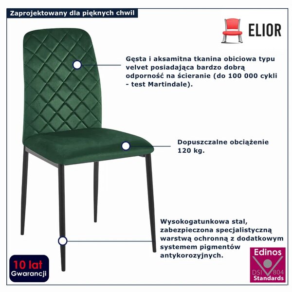 Welurowe ciemnozielone krzesło P1-G56