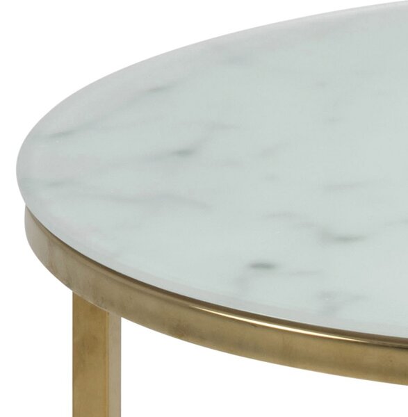 Stolik kawowy Alisma white/golden 50x42