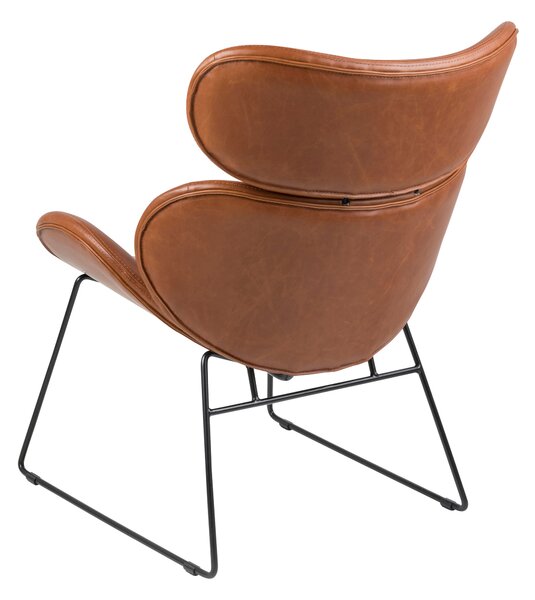 Fotel Cazar vintage, komfortowy model do salonu, tapicerowany skórą ekologiczną w kolorze brązowym