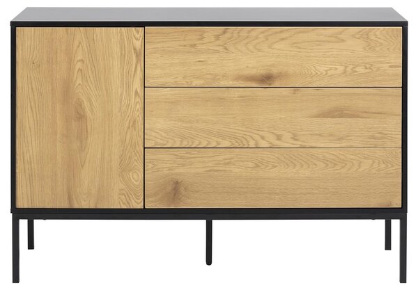 Loftowa komoda Seaford 120x82 cm z szufladami i zamykaną szafką, do sypialni, salonu lub przedpokoju