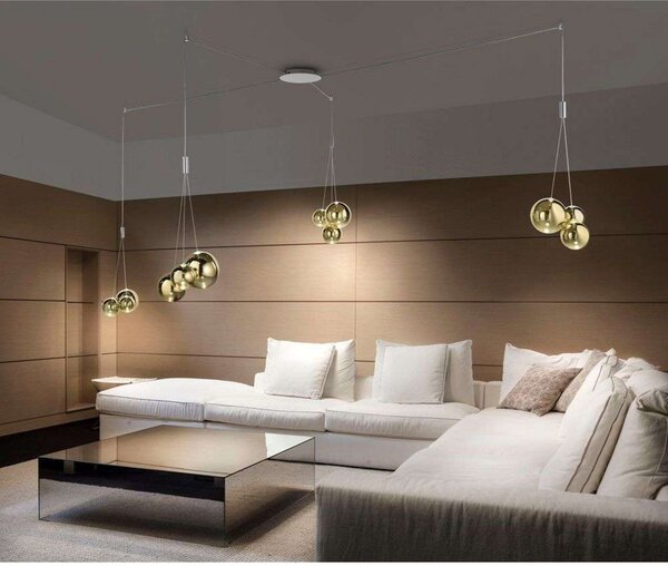 Lampa Wisząca Lodes, ściemnialny, złoty | mosiężny, jadalnia, szkło
