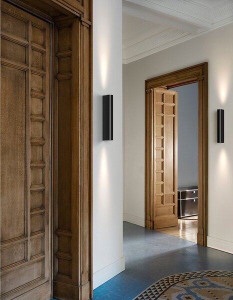 Lampa Ścienna Luceplan, ściemnialny, czarny, salon, aluminium