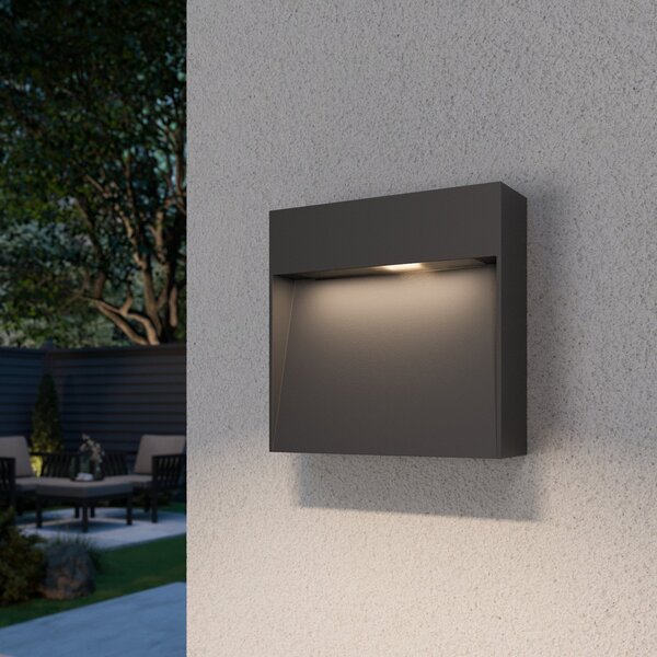 Zewnętrzna Lampa Lucande, Noreia, ściemnialny, czarny, balkon, aluminium, nowoczesny