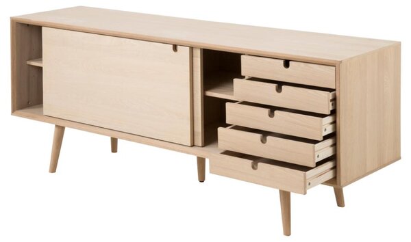 Komoda drewniana Century, z szufladami, dębowa, na nóżkach