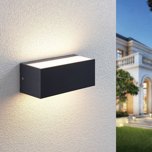 Zewnętrzna Lampa Lindby, Nienke, czarny, balkon, tworzywo sztuczne, nowoczesny