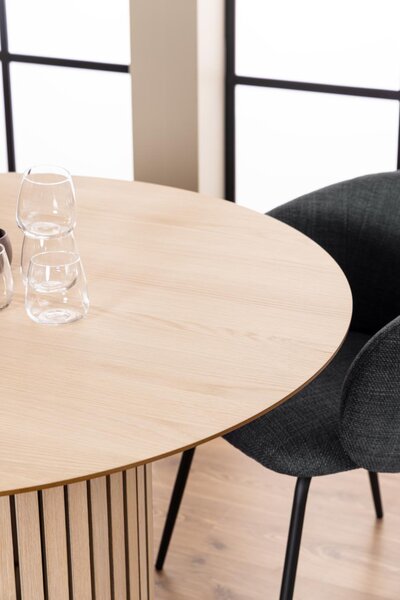 Stół okrągły Linley, do jadalni, salonu, designerski, drewniany