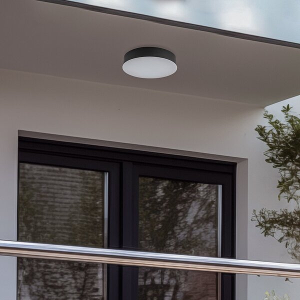 Zewnętrzna Lampa Lindby, Lahja, czarny, balkon, tworzywo sztuczne, nowoczesny