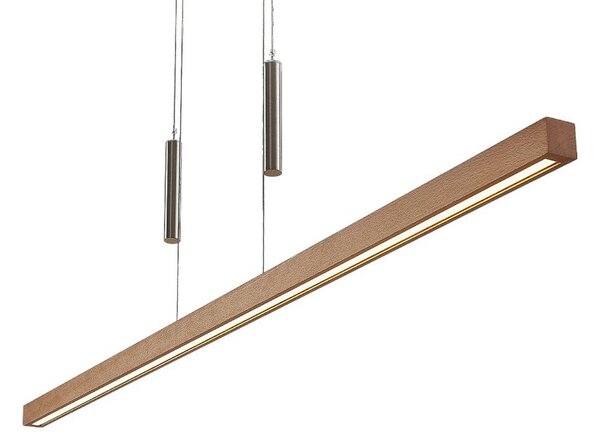 Lampa Wisząca Lucande, Tamlin, ściemnialny, drewniany, salon, drewno, nowoczesny