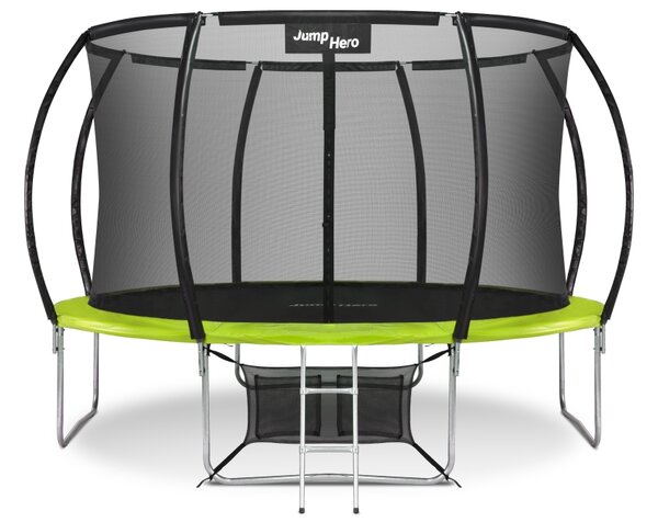 Trampolina ogrodowa Premium z siatką wewnętrzną 366 cm Jump Hero 12FT zielona