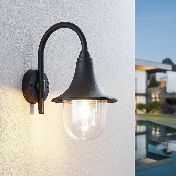 Zewnętrzna Lampa Lindby, Nalevi, ściemnialny, czarny, balkon, tworzywo sztuczne, nowoczesny