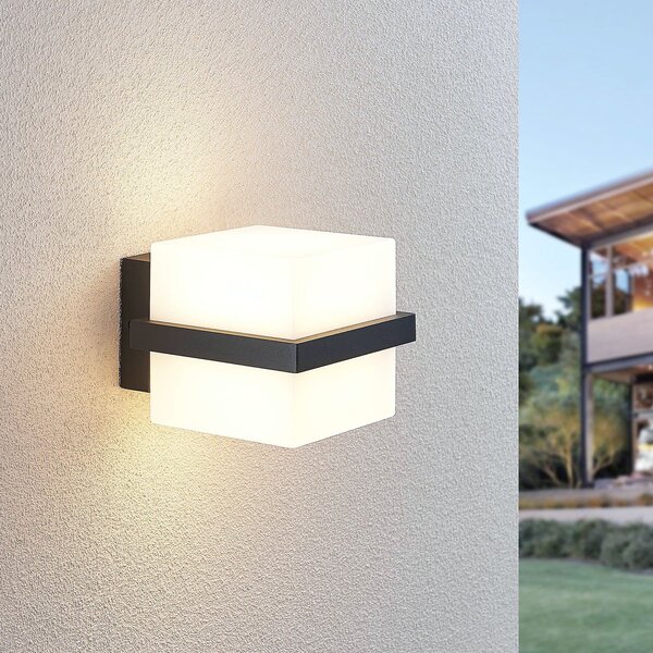 Zewnętrzna Lampa Lindby, Auron, czarny, taras, tworzywo sztuczne, nowoczesny