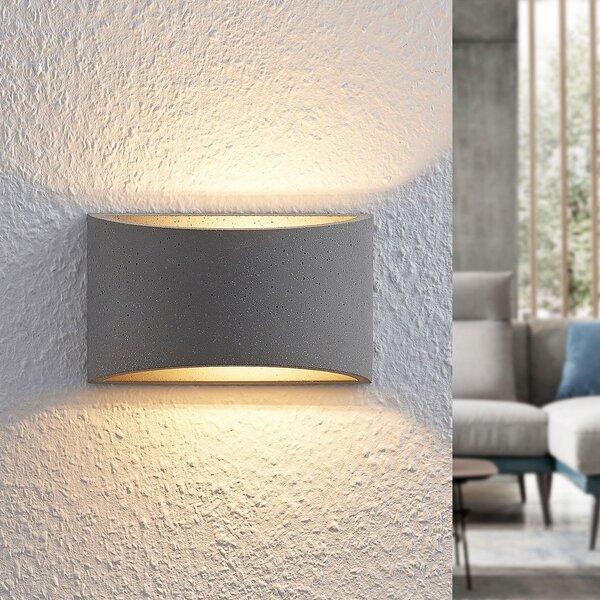 Lampa Ścienna Lindby, Edvin, ściemnialny, szary, salon, beton, nowoczesny