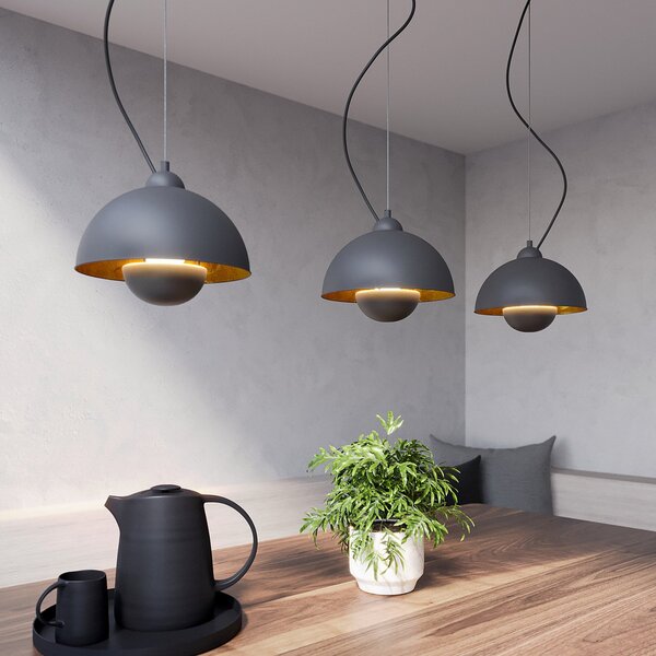 Lampa Wisząca Lindby, Gretja, ściemnialny, czarny, salon, metal, nowoczesny