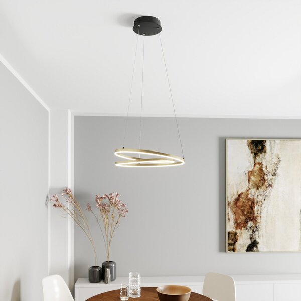 Lampa Wisząca Lindby, Davian, ściemnialny, złoty | mosiężny, salon, aluminium, nowoczesny