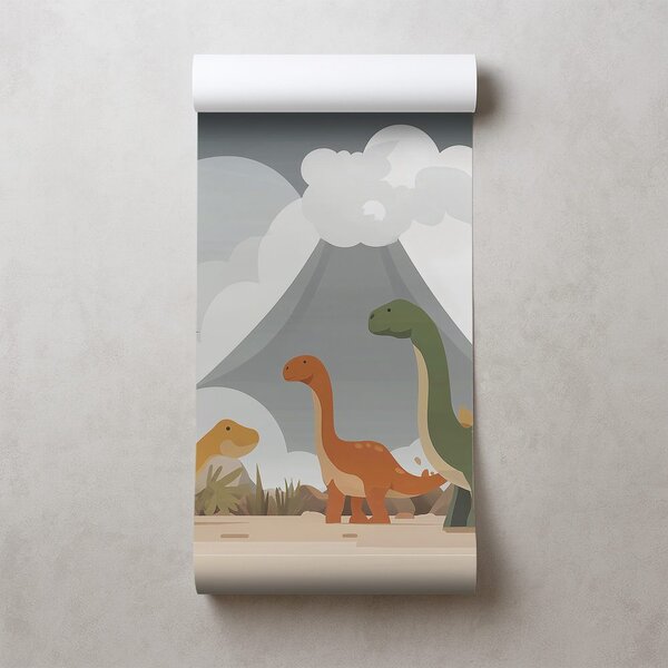 Tapeta kolorowe dinozaury w krajobrazie