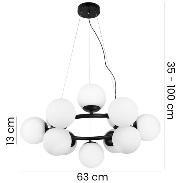 NOWOCZESNA LAMPA WISZĄCA CZARNA LEDO W12