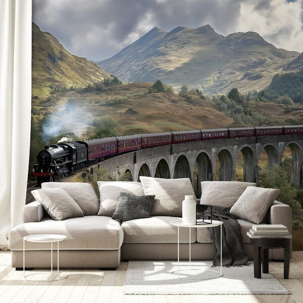 Tapeta pociąg na górskim wiadukcie