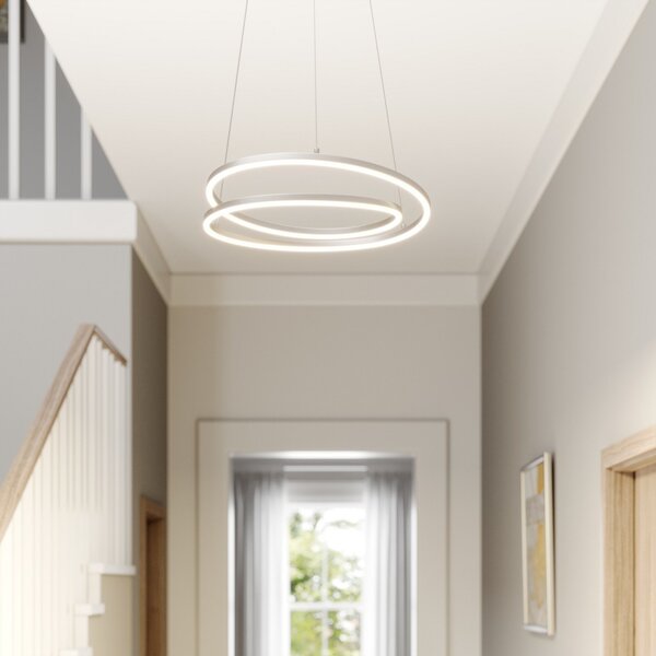 Lampa Wisząca Lindby, Davian, ściemnialny, metaliczny, salon, aluminium, nowoczesny