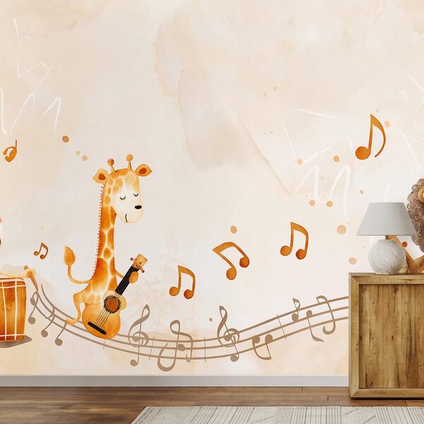Tapeta zwierzątka z instrumentami muzycznymi