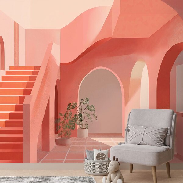 Tapeta abstrakcyjna różowa architektura