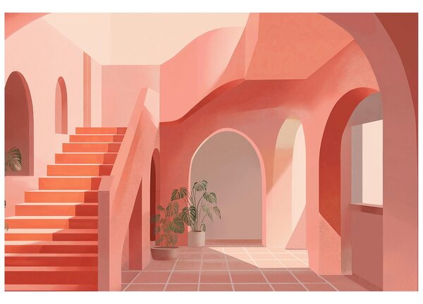Tapeta abstrakcyjna różowa architektura