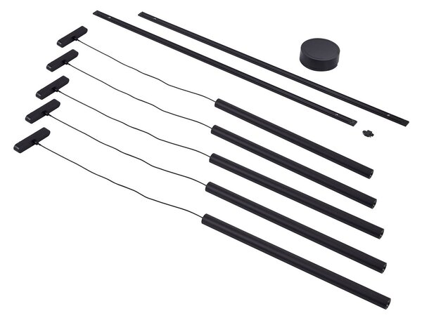 System szynowy 48 V Lumaro, wahadłowy, 5-punktowa, czarny, ściemniany Lumaro 48V Lindby, możliwość ściemniania, czarny, salon / jadalnia, aluminium, nowoczesny