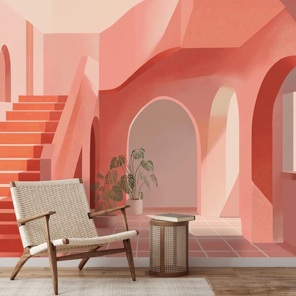 Tapeta abstrakcyjna różowa architektura