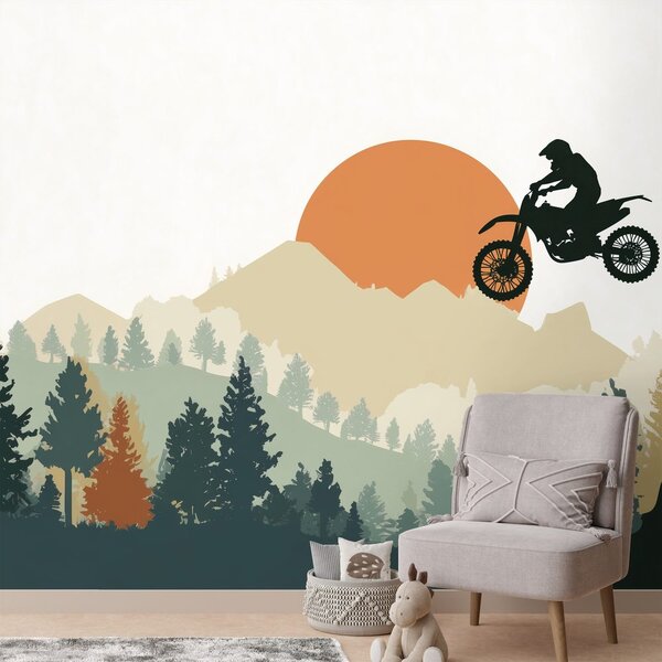 Tapeta skok motocrossowy w górach