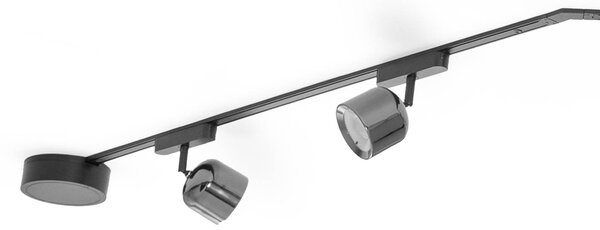 System szynowy 48 V Lumaro Spots 7-punktowa czarna Ø8cm ściemniana 48V Lindby, możliwość ściemniania, czarny, salon / jadalnia, aluminium, nowoczesny