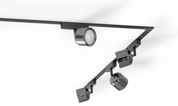 System szynowy 48 V Lumaro Spots 7-punktowa czarna Ø8cm ściemniana 48V Lindby, możliwość ściemniania, czarny, salon / jadalnia, aluminium, nowoczesny