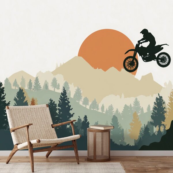 Tapeta skok motocrossowy w górach