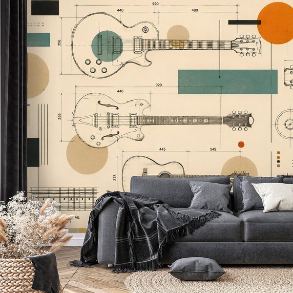 Tapeta szkice gitar w stylu retro