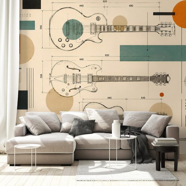 Tapeta szkice gitar w stylu retro