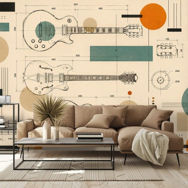Tapeta szkice gitar w stylu retro