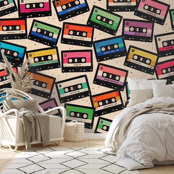 Tapeta kolorowe kasety retro
