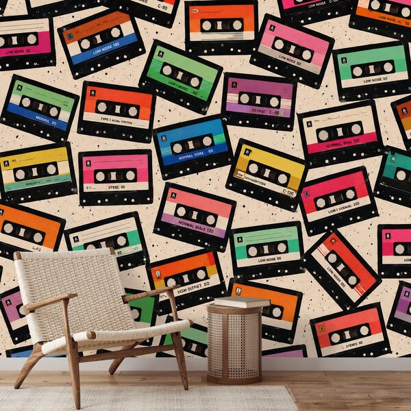 Tapeta kolorowe kasety retro