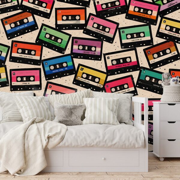 Tapeta kolorowe kasety retro