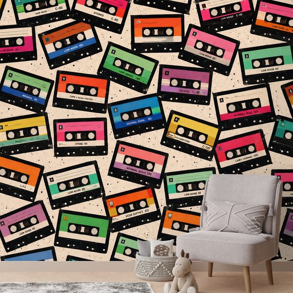 Tapeta kolorowe kasety retro