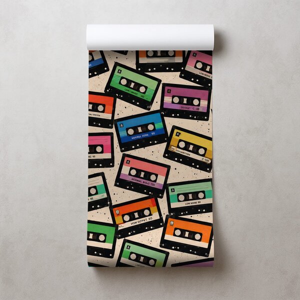 Tapeta kolorowe kasety retro