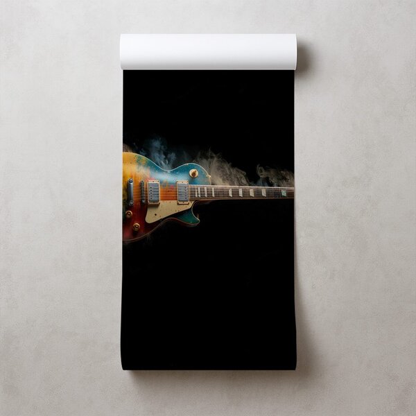 Tapeta kolorowa gitara na czarnym tle