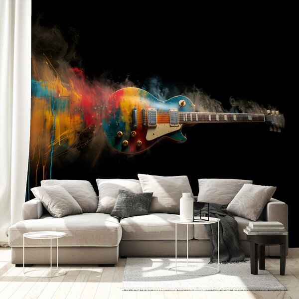 Tapeta kolorowa gitara na czarnym tle