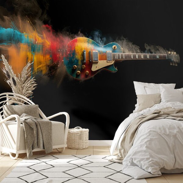 Tapeta kolorowa gitara na czarnym tle