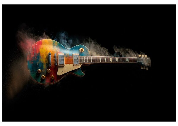 Fototapeta kolorowa gitara elektryczna w dymie